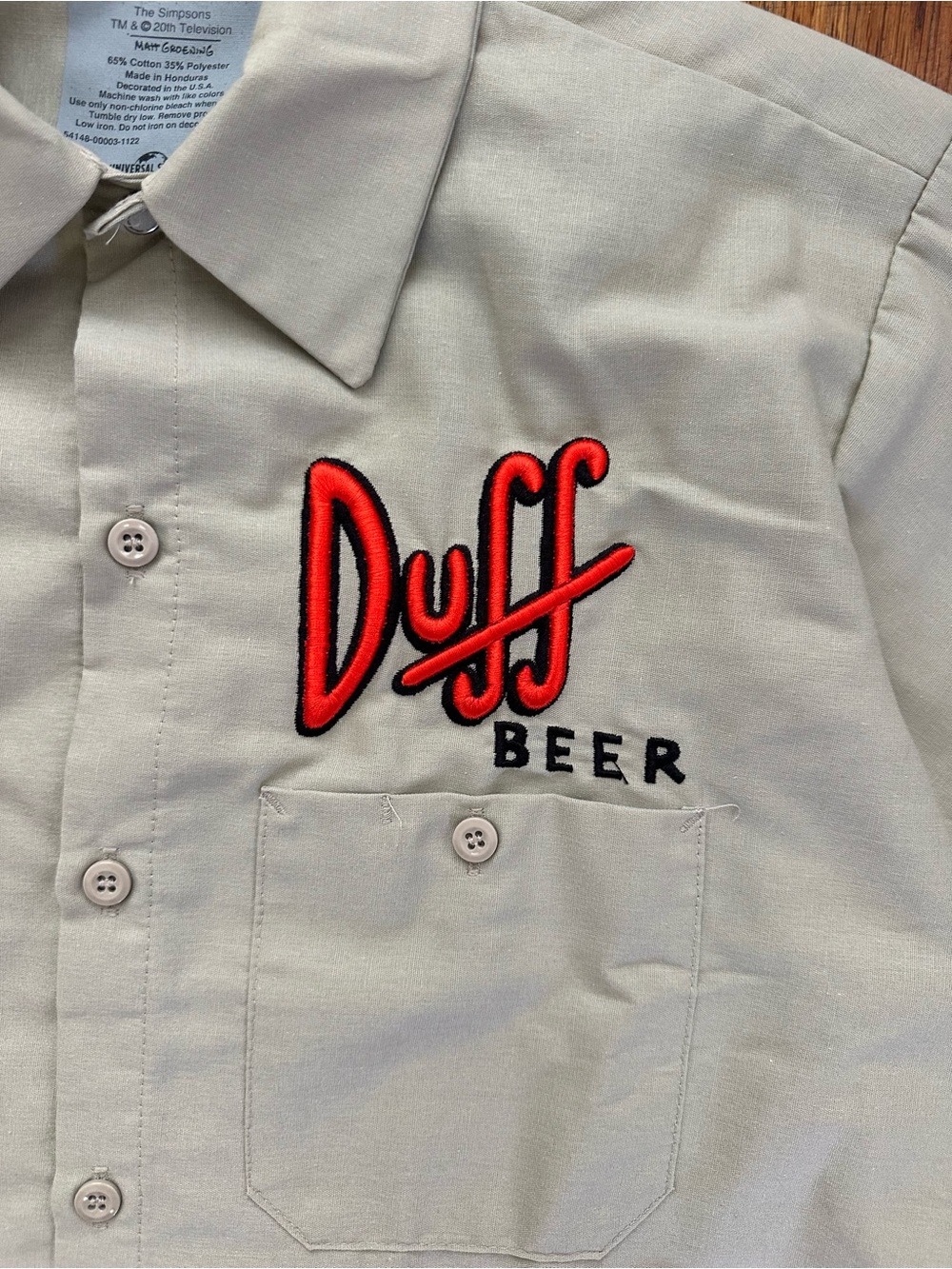 Duff Beer Quality Control Short-Sleeve Work Shirt Size M